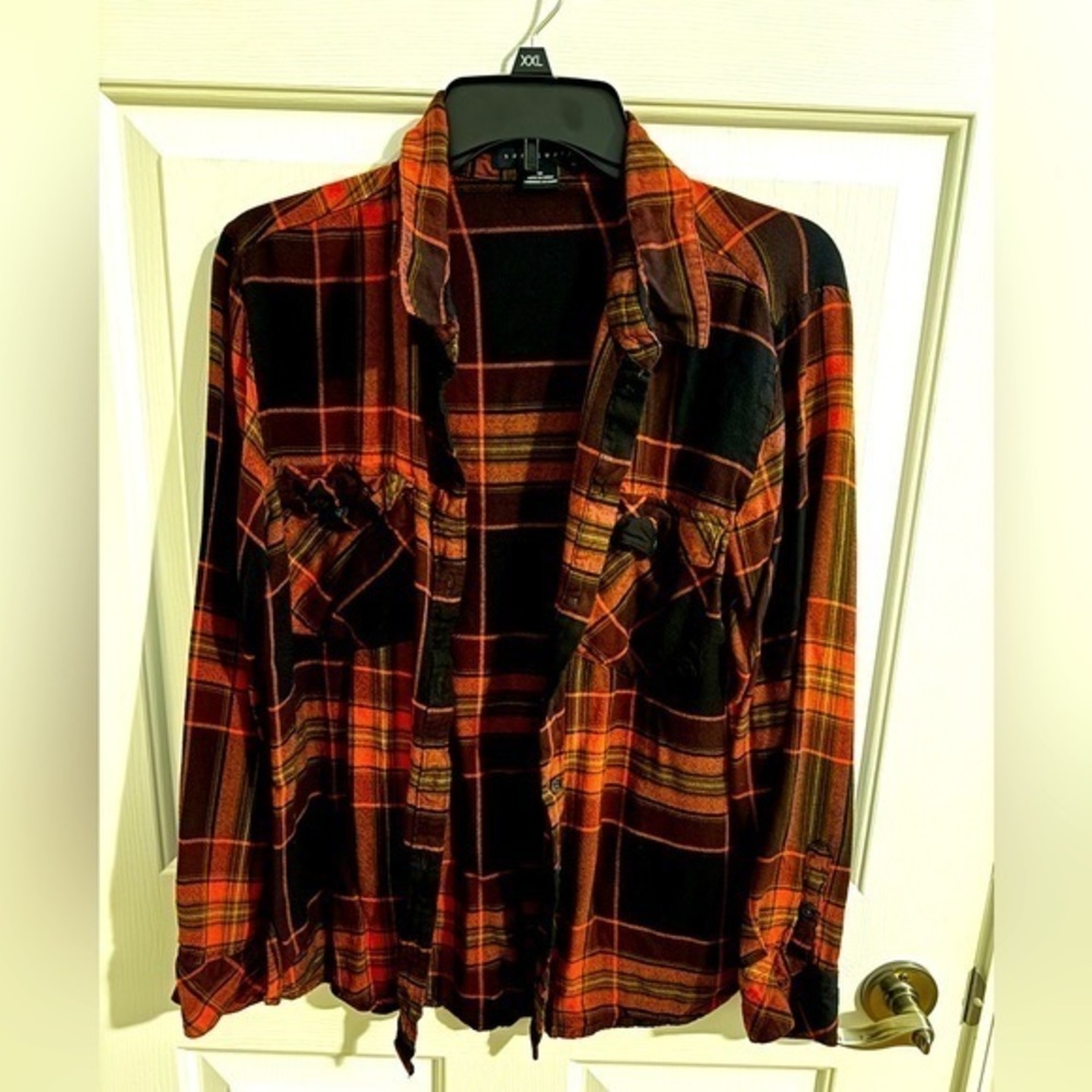Sanctuary Women's Pink Plaid Boyfriend Button Up Size M
